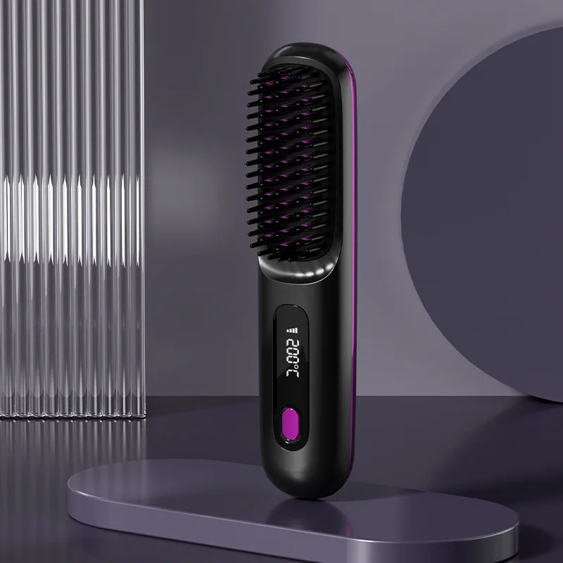 GlowBrush™ Portable Wireless Hair Straightening Brush