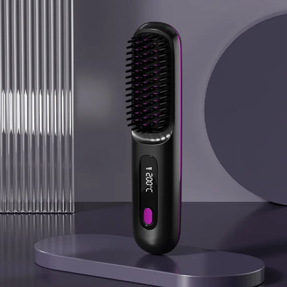 GlowBrush™ Portable Wireless Hair Straightening Brush