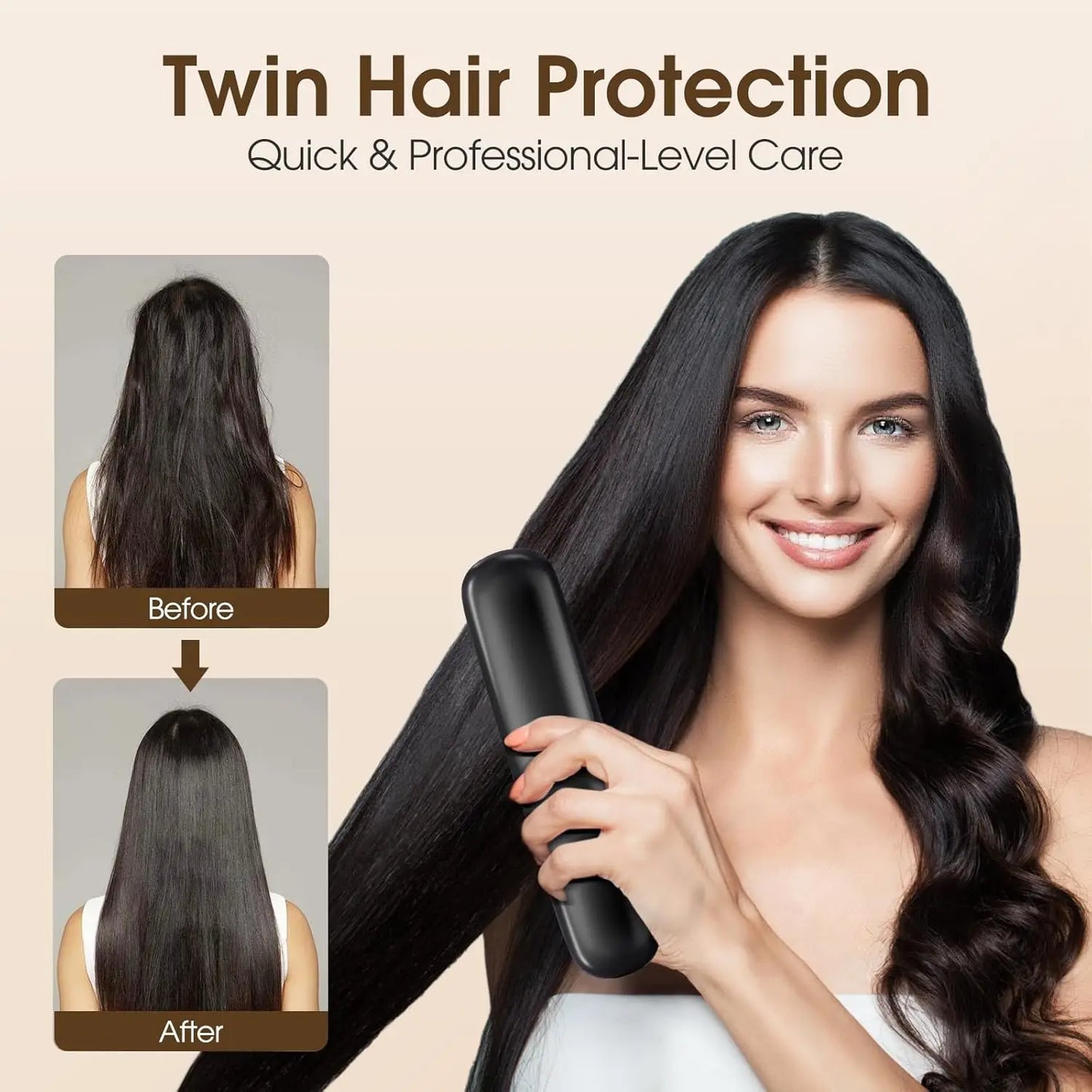 GlowBrush™ Portable Wireless Hair Straightening Brush