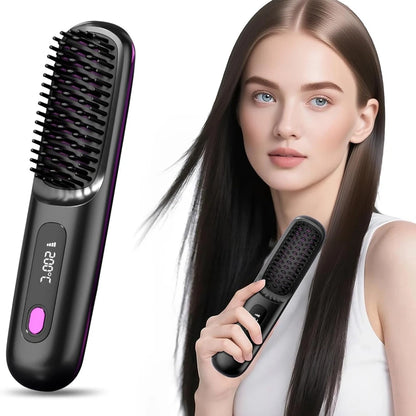 GlowBrush™ Portable Wireless Hair Straightening Brush