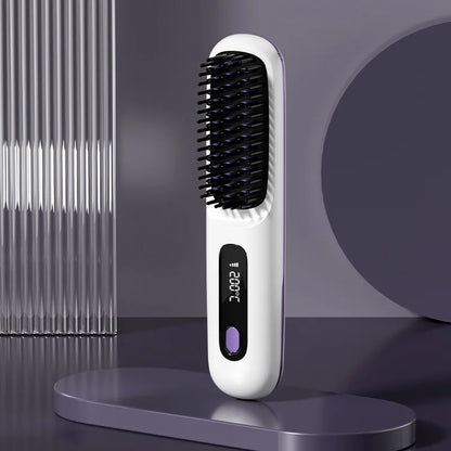 GlowBrush™ Portable Wireless Hair Straightening Brush