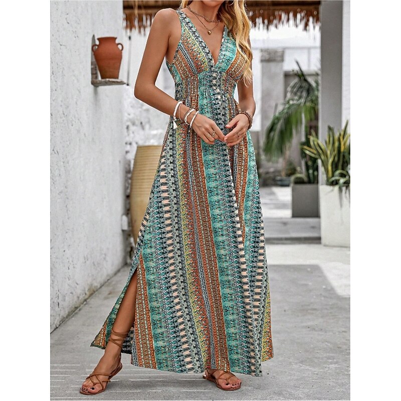 Women's Maxi A-Line Off-The-Shoulder Floral Slip Dress