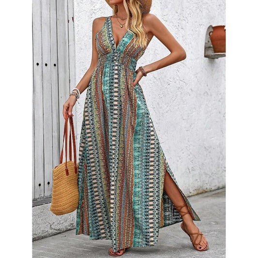 Women's Maxi A-Line Off-The-Shoulder Floral Slip Dress