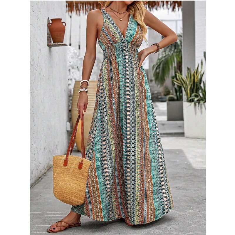 Women's Maxi A-Line Off-The-Shoulder Floral Slip Dress