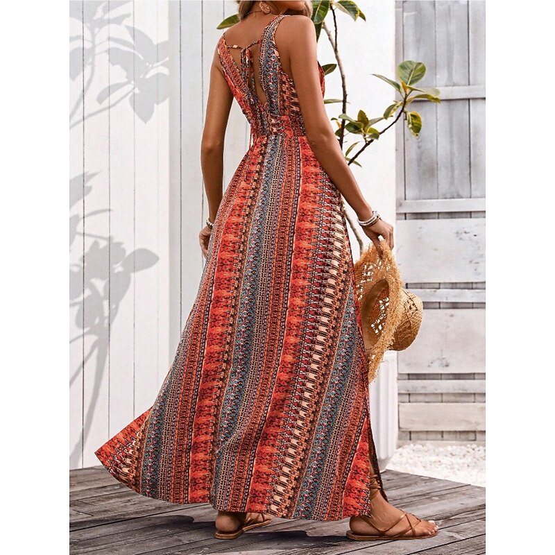 Women's Maxi A-Line Off-The-Shoulder Floral Slip Dress